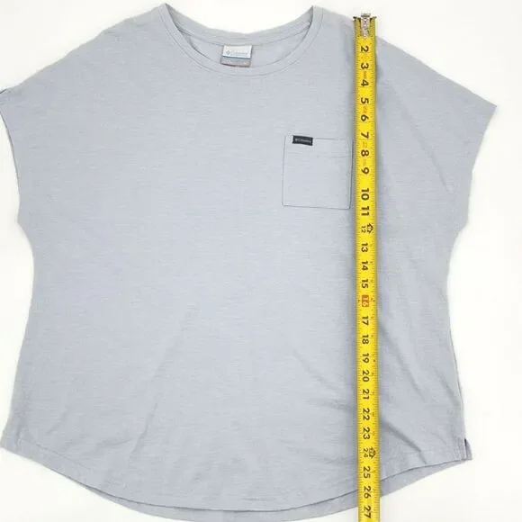 Columbia Cades Cape T-Shirt Tee Top Women Size 1X Light Blue Short Sleeve Pocket - Picture 5 of 7
